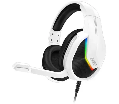 Predlžovacie káble CONNECT IT CHP-3595-WH - LED RGB Herné káblové slúchadlá s mikrofónom biela/čierna CHP-3595-WH