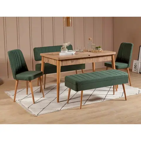 Jedálenské sety LIMB jedálenský set s rozkladacím stolom, borovica Atlantic / zelená