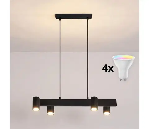 Svietidlá BRILAGI - LED RGBW stmievateľný luster na lanku SELE 4xGU10/6,5W/230V čierny BG5268+4xAI0589
