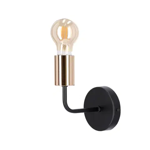 Nástenné svetlá Čierna kovová nástenná lampa bez tienidla Spill