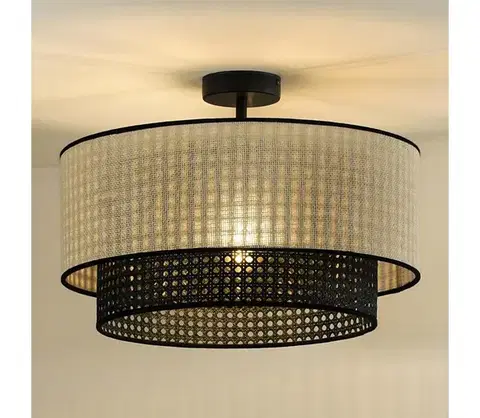 Svietidlá  - Prisadený luster RATTAN YUTE 1xE27/15W/230V pr. 45 cm krémová/čierna 604659