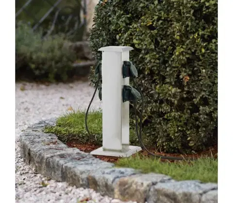 Záhradné lampy EGLO 90748 - Vonkajší zásuvkový stĺpik PARK 4 zelená SCHUKO IP44 90748
