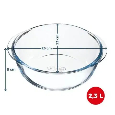 Pekáče a zapekacie misy PYREX Misa sklenená okrúhla 2,3L do teplovzdušnej fritézy 26x23x8cm PYREX