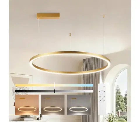 Svietidlá BRILAGI - stmievateľný LED luster na lanku PORTOFINO LED/60W/230V pr. 80 cm zlatý +DO BRI510