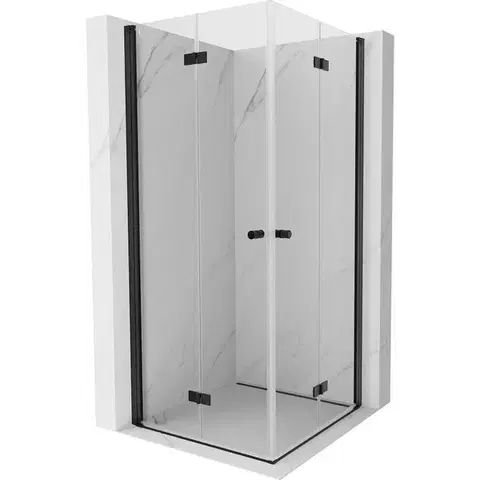 Sprchovacie kúty MEXEN/S - Mist-F Duo sprchovací kút skladacie dvere 100 x 100, transparent, čierna 8A6-100L-100P-70-00