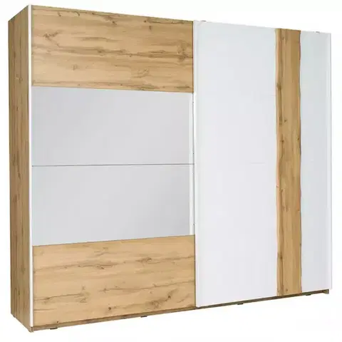 Šatníkové skrine Skriňa Wood 12 250 cm biela/wotan