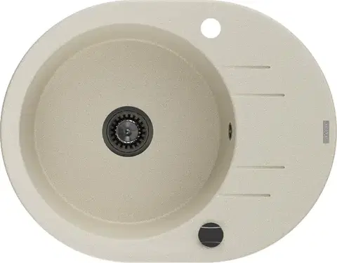 Kuchynské drezy MEXEN/S MEXEN/S - Kevin granitový drez 1 s odkvapkávačom 586 x 458 mm, béžová, + čierny sifón 6517581005-69-B