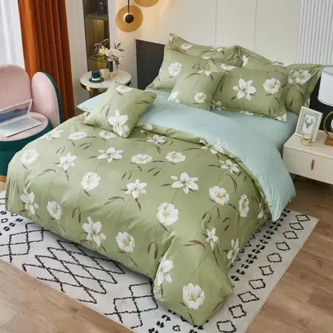 Obliečky 3 dielne obliečky Krepové polycotton Nela zelená 200x140cm+90x70cm TiaHome