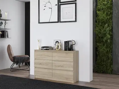 Komody a skrinky Široká komoda so zásuvkami WALMA M6 120, dub sonoma