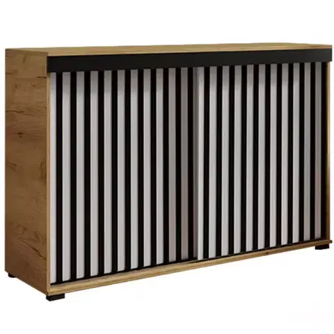 Komody do spálne Komoda Malani duplo 140 craft+biela+čierna