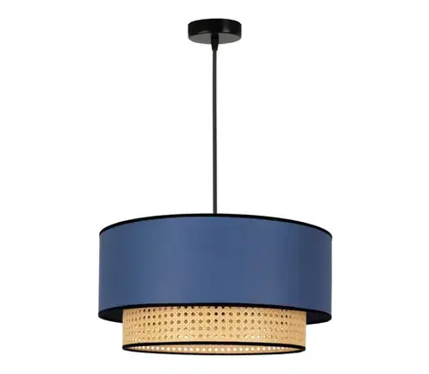 Svietidlá  - Luster na lanku BOHO 1xE27/15W/230V pr. 45 cm modrá/ratan 84366