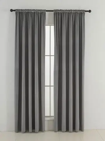 Závesy MKLozkoviny.sk Zamatové zatemňovacie závesy Cesar sivé - 140 x 160 cm (2ks) - riasiaca stuha