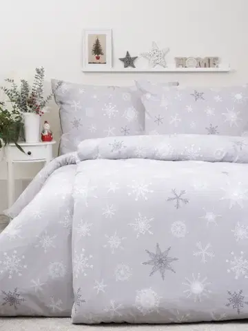 Obliečky MKLozkoviny.sk Predĺžené flanelové obliečky - Frozen sivé - 140 × 220 cm - 70 x 90 cm