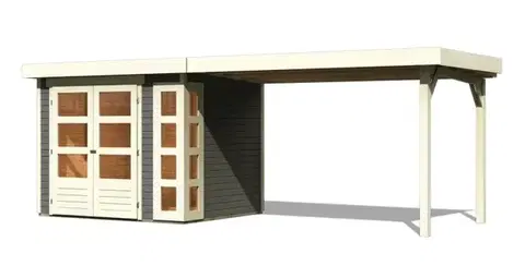 Drevené Drevený záhradný domček KERKO 3 s prístavkom 280 Lanitplast