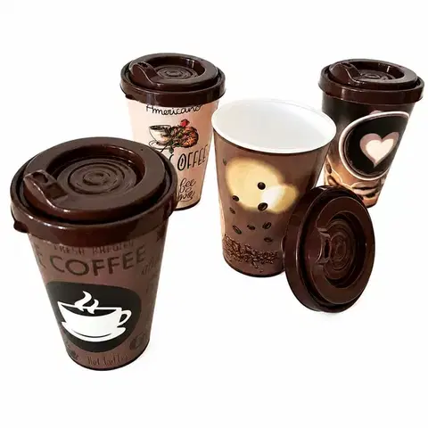 Kelímky, poháriky MAKRO - Pohár umelá hmota 400ml Coffee rôzne dekory