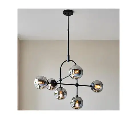 Svietidlá Endon 106661 - Luster na tyči ONTARIO 6xE14/7W/230V čierna/dymová čierna 106661