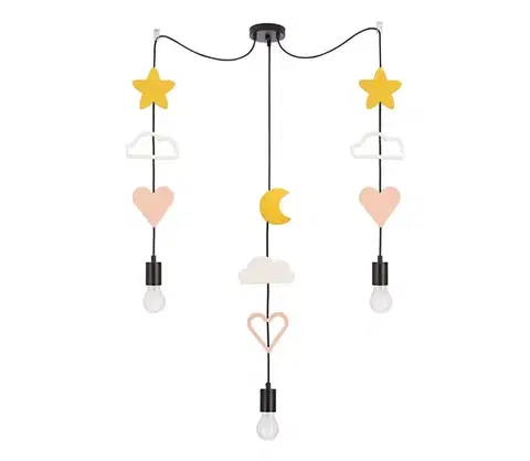 Svietidlá  Detský luster na lanku TRIO 3xE27/20W/230V žltá/biela/ružová 33-27542