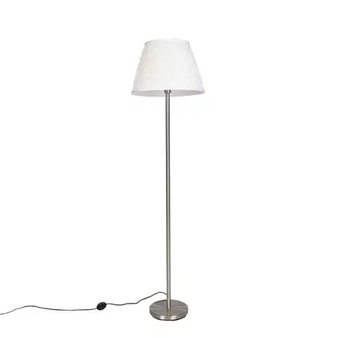Stojace lampy Moderná stojaca lampa oceľová s bielym plisovaným tienidlom 45 cm - Simplo