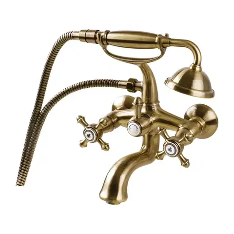 Kúpeľňové batérie OMNIRES - RETRO vaňová batéria so sprchovacím setom, kartáčovaný antický bronz RE7231BR