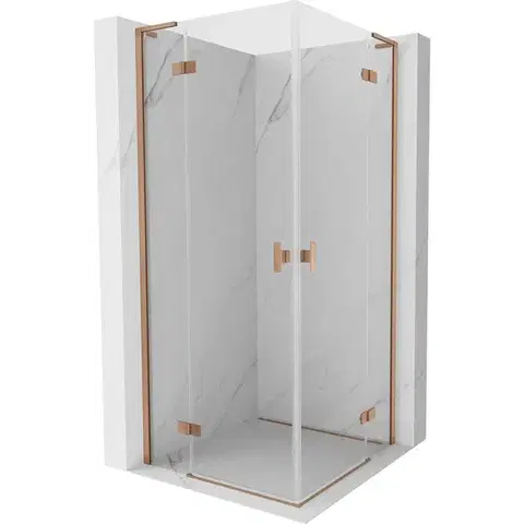 Sprchovacie kúty MEXEN/S - Mist-H L Duo sprchovací kút dvere krídlové 120 x 120, transparent, meď kartáčovaná 8A5L-120L-120P-65-00