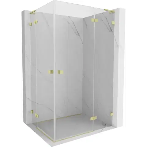 Sprchovacie kúty MEXEN/S - Lunar L Duo sprchovací kút dvere krídlové pravá 115 x 90, transparent, zlato kartáčovaná 834L-115P-090L-55-00