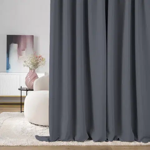 Závesy hotové Zatemňovací záves na riasiacu pásku grafitovo sivý 140 x 280 cm 1 ks.