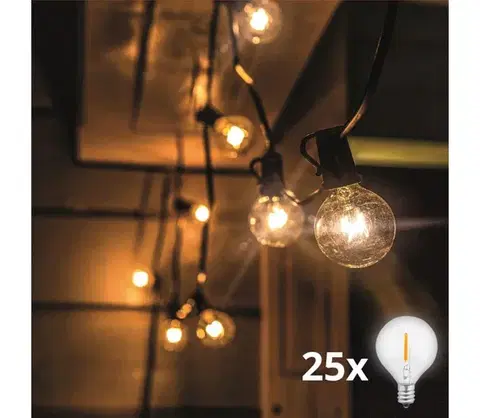 LED osvetlenie BRILAGI - LED vonkajšia dekoratívna reťaz GIRLANDA 25xE12 20m čierna IP44 teplá biela WO794-OEM2
