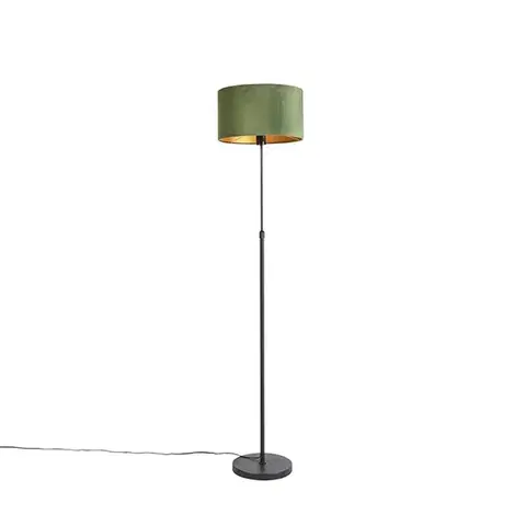 Stojace lampy Stojaca lampa čierna s tienidlom zo zamatu zelená so zlatom 35 cm - Parte