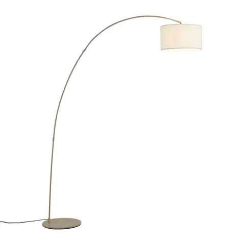 Oblúkové lampy Moderná oblúková lampa béžová s teddy tienidlom - Vinossa