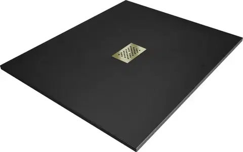 Vane MEXEN/S - Hugo sprchová vanička SMC 130x100, čierna, krytka zlatá 42701013-G