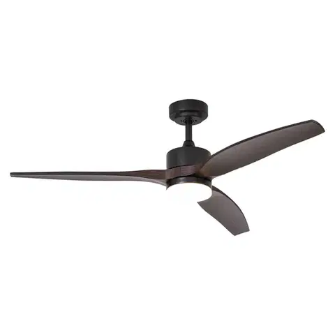 Stropné ventilátory Stropný ventilátor čierny s drevenou potlačou 132 cm vrátane LED stmievateľný s diaľkovým ovládaním - Joly