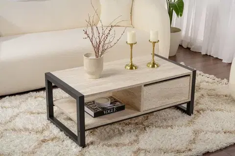 Konferenčné stolíky Konferenčný stolík Haldizen - Black, Travertine