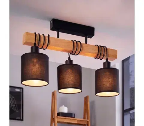 Svietidlá BRILAGI - Prisadený luster NUBILA 3xE27/60W/230V borovica/čierna 1xEG44074+3xBG1581