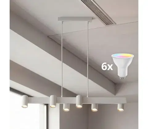 Svietidlá BRILAGI - LED RGBW Stmievateľný luster na lanku SELE 6xGU10/6,5W/230V biela BG5272+AI2323