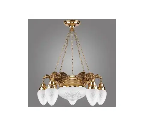 Svietidlá Kemar OW50 - Luster OURO EAGLE 5xE27/60W + 1xE27/100W/230V OW50