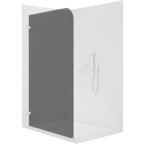 Sprchové dvere CERANO - Sprchová zástena Walk-in Orbis Ľ/P - 8 mm - biela matná, grafitové sklo - 100x200 CER-978755