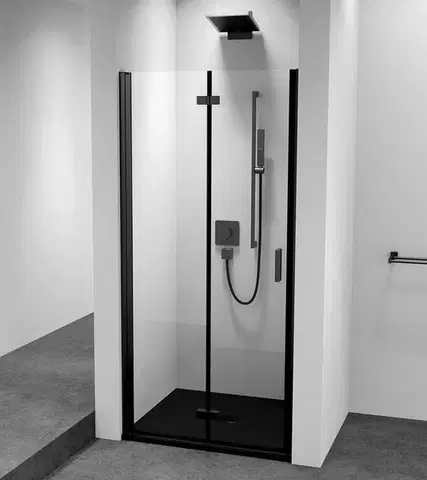 Sprchovacie kúty POLYSAN - ZOOM BLACK sprchové dvere do niky 800 lavé, číre sklo ZL4815BL-01