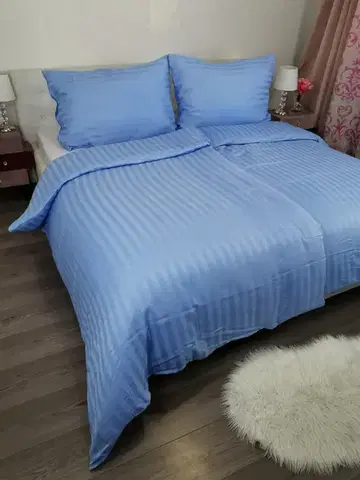 Obliečky Obliečky damaškové modré TiaHome - 1x Vankúš 90x70cm, 1x Paplón 140x200cm