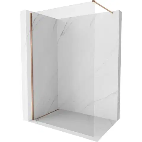 Sprchové dvere MEXEN/S - Kyoto-X Sprchová zástena WALK-IN 80 x 200, transparent 10 mm, meď kartáčovaná 800-080-101-65-00-X