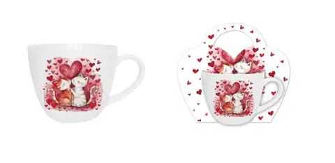 Hrnčeky, šálky, podšálky DUO - Hrnček 460ml LOVING CATS, párik mačiatka, porcelán