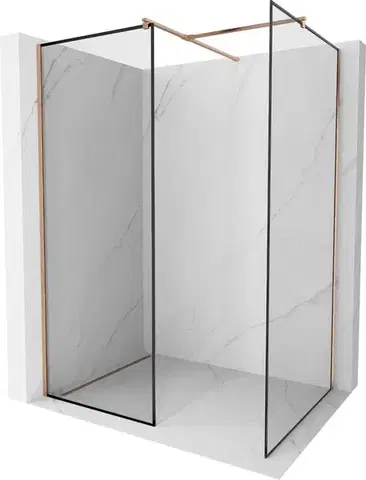 Sprchové dvere MEXEN/S - Kioto Sprchová zástena Walk-in 120 x 120, čierny vzor, meď kartáčovaná 800-120-202-65-70-120