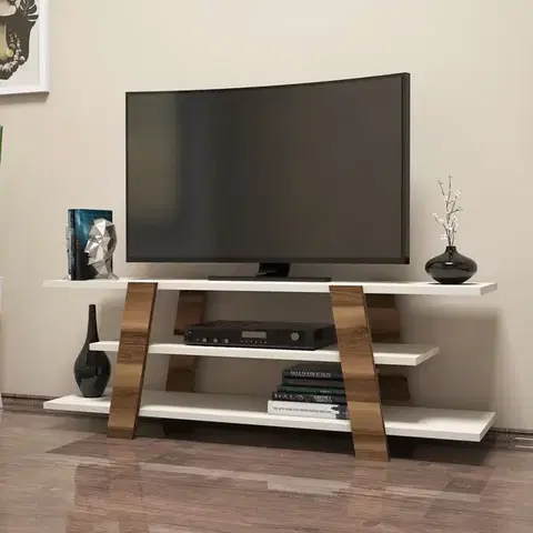 TV stolíky TV stolík Flower - Walnut, Cream