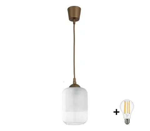 Svietidlá BRILAGI - LED závesný luster RETRO GLASS 1xE27/60W/230V, pr. 14 cm, hnedá/biela NSTK7778+TK8611A