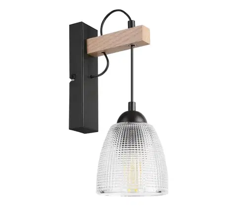 Svietidlá  Nástenné svietidlo LEANDRA 1xE27/15W/230V dub/čierna KM-1.300/DĄB