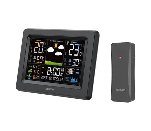 Meteostanice, teplomery a vlhkomery Sencor - Meteostanica s farebným LCD displejom 3xAA + 2xAA čierna 52000382