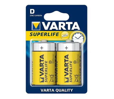 Predlžovacie káble Varta 2020 - 2 ks Zinkouhlíková batéria SUPERLIFE D 1,5V 2020101412