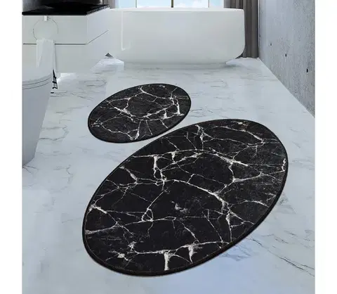 Svietidlá  SADA 2x Kúpeľňová predložka MARBLE 50x60/60x100 cm čierna 359CHL1539