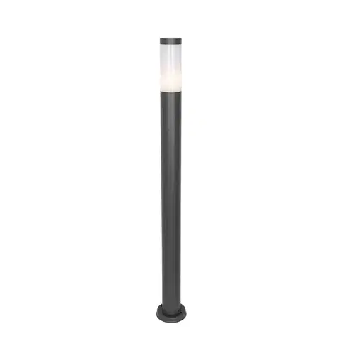 Zahradne stlpove lampy Moderná vonkajšia stĺpová lampa tmavosivá s opálom 110 cm IP44 - Rox