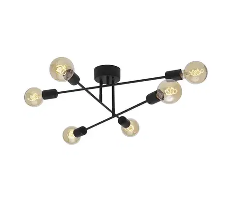 Svietidlá Cottex P7216SV - Prisadený luster BATON 6xE27/60W/230V čierny P7216SV