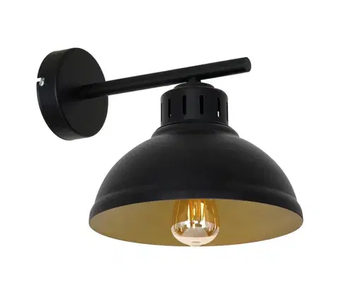 Svietidlá  Nástenná lampa SVEN 1xE27/15W/230V čierna/zlatá 9141